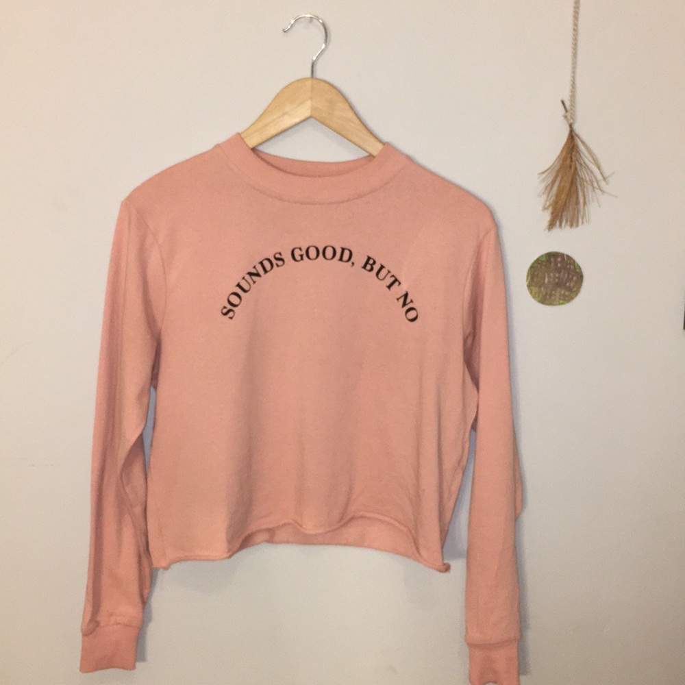 “Sounds good, but no” Crew Neck Pink Sweater
